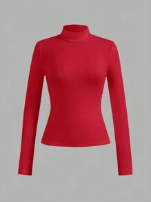 SHEIN Essnce 4 件套休闲简约高领长袖修身女式 T 恤，适合秋冬季 - 彩色 - 查看 12