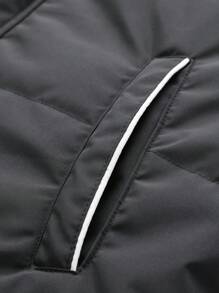 Manfinity Homme 1 chiếc Áo khoác có mũ trùm đầu cho nam có cổ lông, Áo khoác có đệm màu trơn, Áo khoác ngoài ấm áp đi chơi Áo khoác mùa đông màu đen, Quà tặng cho bạn bè, chồng, bạn trai - màu đen - Xem 7