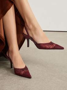 MOTF PREMIUM WOMEN'S FASHION RHINESTONE DECORATED POINTED TOE WINE RED BURGUNDY HIGH HEELS, FOR NEW YEAR HOLIDAY, SPRING SHOES, SPRING BREAK EASTER PROM HEELS FOR CHRISTMAS