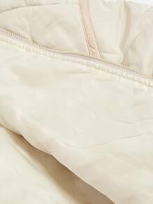 SHEIN MOD 卡其色绗缝葫芦形抽绳下摆夹克，保暖，冬季女士外套 - 卡其色 - 查看 5