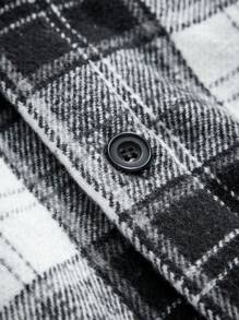 SHEIN Teens Boys' Loose Casual Plaid Patchwork Hooded Shirt - Multicolor - View 4