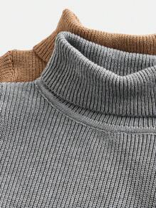 2pcs/Set Young Boys Casual Korean-Style Turtleneck Sweaters, Suitable For Autumn/Winter Layering - Multicolor - View 3