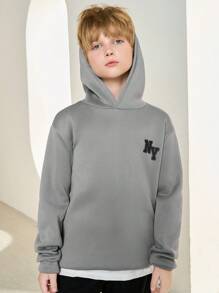 SHEIN Leap Crew Tween Boys Casual Print Text Comfortable Pullover Sweatshirt