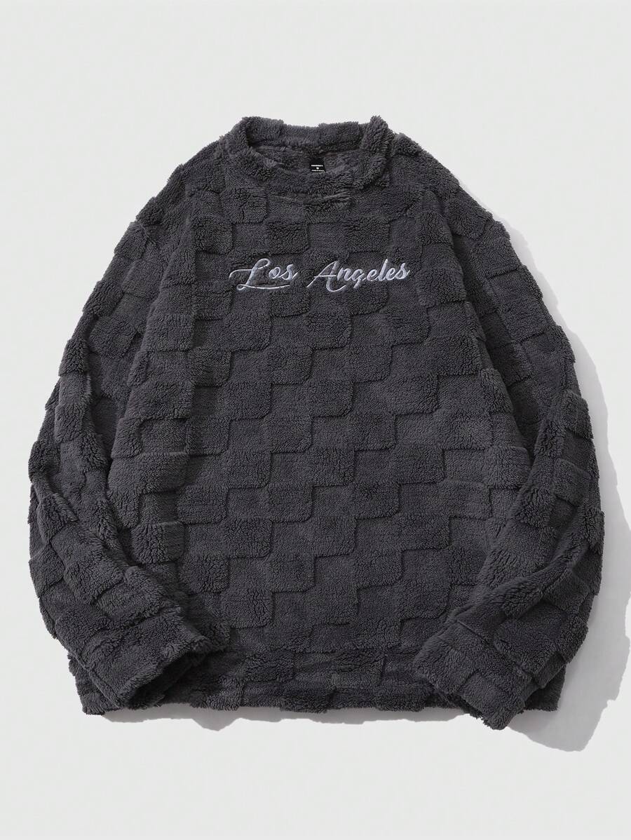 Manfinity Hypemode 男士运动衫，珊瑚绒，保暖毛绒，男友礼物，提花面料，灰色男士运动衫