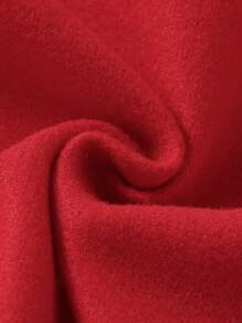 SHEIN Young Girl Solid Color Bow Accent Button Front Long Sleeve Overcoat - Burgundy - View 3