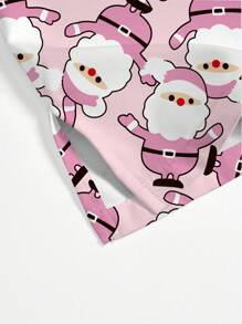 PopScrub V-Neck Santa Claus Allover Print Patch Pocket Short Sleeve Nurse Scrub Uniform Top, For Christmas - Pink - View 5