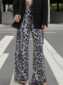 INAWLY Quần ống rộng họa tiết da báo thời trang rộng rãi cho nữ - Nhiều màu - Xem 3