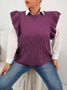 Celure Jersey de punto sin mangas de unicolor para talla grande