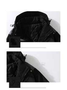 Gym Rark Boyfriend Style Men's Casual Color Block Zip-Up Hooded Ski Jacket With Drawstring, Suitable For Autumn Outings - Black - View 3
