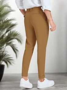 Calvornis Men Solid Color Slim Fit Slim Leg Dress Pants - Multicolor - View 2