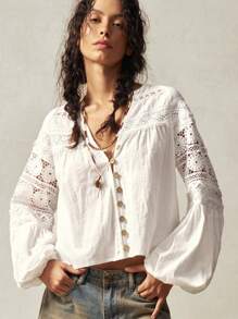 Bohemela Women's Button Front Long Sleeve Casual Loose Blouse Shirt, Suitable For Vacations