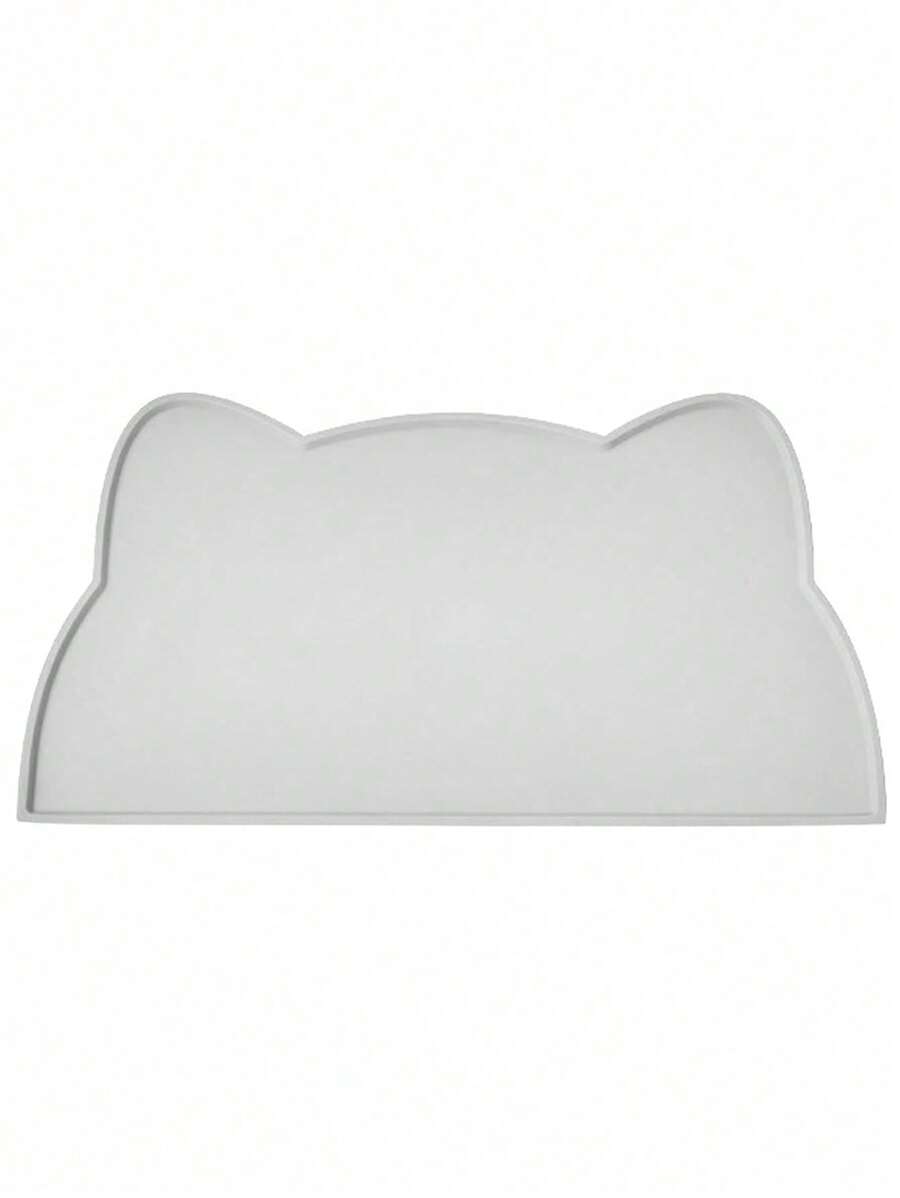 1pc Gray Cat Shaped Silicone Pet Food Mat For Indoor Home Use, Suitable For Cats And Dogs - Grey - View 1