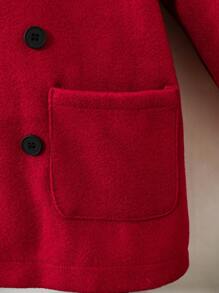 SHEIN 男童宽松连帽双排扣夹克 - 紅色 - 查看 6