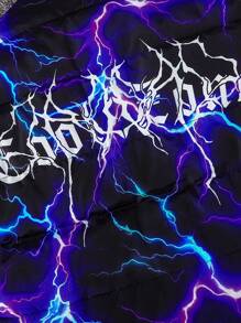 SHEIN Teens/Youth Lightning Letter Graphic Padded Stand Collar Thick Insulated Down Jacket, Winter