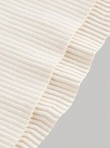 SHEIN MOD Plus Size Contrast Color V-Neck Front Bow Decor Fitted Knit Top, Casual Knit Sweater For Teens - Apricot - View 4