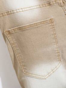 Manfinity LEGND Men's Distressed Slim Fit Casual Jeans With Pockets - Khaki - View 6