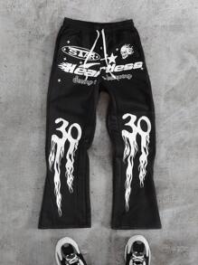 Manfinity EMRG Men's Letter Print Drawstring Waist Casual Sweatpants