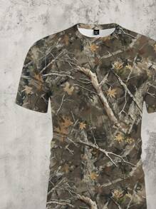 Manfinity Homme Camo Withered Branch & Leaf Print Men Casual T-Shirt And Drawstring Long Pants Set - White - View 4