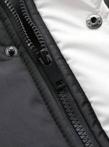 Manfinity Homme 1 chiếc Áo khoác có mũ trùm đầu cho nam có cổ lông, Áo khoác có đệm màu trơn, Áo khoác ngoài ấm áp đi chơi Áo khoác mùa đông màu đen, Quà tặng cho bạn bè, chồng, bạn trai - màu đen - Xem 5