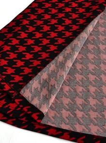 SHEIN Clasi Women's Fashion Versatile Red Houndstooth Print Notched Collar Split Sleeve Blazer Jacket For Autumn Winter Fall Women Outfits - Multicolor - View 13