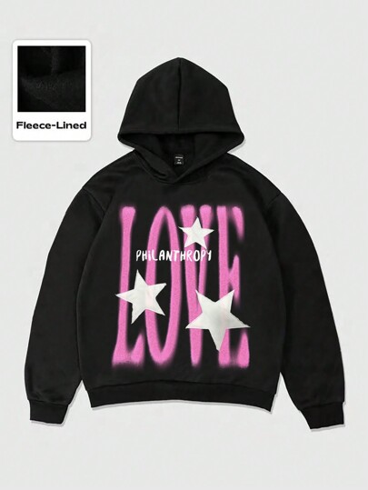 Street Life Felpa con cappuccio da uomo con stampa lettera, per uso casual quotidiano