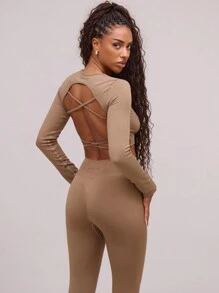 Musera Sport Ribbed Hem Long Sleeve Seamless Sports Top, Padel, Tennis, Pickleball Gym Fitness