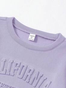 SHEIN Young Girl Round Neck Printed Sweatshirt And Pants Set