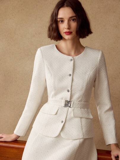 slim fit dress slacks Vermont Fit and Flare Tweed Dress main image 1