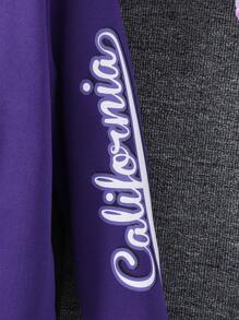 Sparklyn 少女字母与卡通熊图案长袖休闲棒球夹克，秋季 - 紫色 - 查看 8