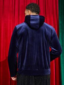 Manfinity VCAY Men's Casual Velvet Fabric Loose Fit Zip-Up Cardigan Jacket, Fashionable And Comfortable For Daily Wear