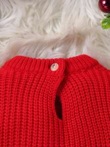 Baby Girls & Boys Knitted Long Sleeve Sweater Onesie, Cozy & Warm, Suitable For Autumn/Winter. Features Christmas Tree Embroidery Design, Comfortable For Everyday Wear, Holiday, Home, Outdoors, And Travel
