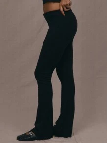 MUSERA Knitted Flared Pants Spring Casual Cute 90's Y2k - Black - View 2