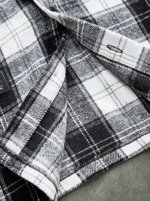 SHEIN Teens Boys' Loose Casual Plaid Patchwork Hooded Shirt - Multicolor - View 8