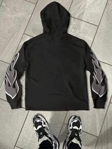 Manfinity Streetrush Men's Casual Letter Print Loose Fit Hoodie, Autumn/Winter
