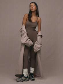 MUSERA Strappy Low Back Unitard Casual Spring Summer Vacation - Brown - View 1