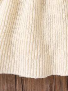 SHEIN 婴儿/女宝宝高领粗针织毛衣裙 - 杏色 - 查看 3