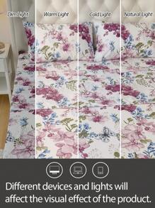 4pcs 100% Polyester Butterfly Print Bedding Set (2 Pillowcases + 1 Bed Sheet + 1 Fitted Sheet), Modern Polyester Bedding Set Suitable For All Seasons - Multicolor - View 4