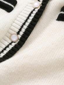 DAZY 2pcs Women Knit Sweater Cardigan Set With Long Pants - Black and White - View 11