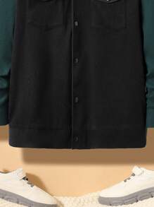 Manfinity Homme Giacca casual da uomo con tasche, in patchwork nero e verde, adatta per l'uso quotidiano