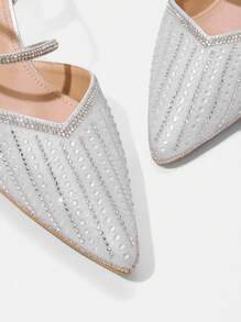 CUCCOO TILAWA Women's Silver Pointed Toe Rhinestone Embellished High Heels Bridal Sandals Spring Shoes Spring Break Easter Prom Heels