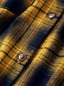 Calvaya 大码女式格子长袖单排扣口袋休闲衬衫，秋季 - 彩色 - 查看 3