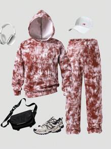 2 Stücke Set aus Kapuzen Top mit Langarm und Hose im modischen Streetwear Stil für Teenager Jungen