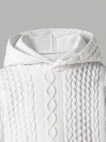Conjunto de 2 piezas de sudadera con capucha informal y pantalones vaqueros rasgados para niñas, de material suave y de punto suelto, adecuado para otoño/invierno, elegante para uso diario/exterior