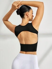Activina Activina Camiseta deportiva ajustada con espalda recortada de un solo color