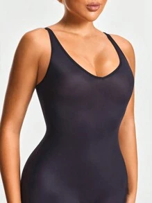 SHAPORA 1 bộ quần áo liền thân định hình không tay màu trơn cho nữ - màu đen - Xem 5