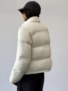 Aloruh Small Stand Collar Long Sleeve Pocket Women Winter Coat