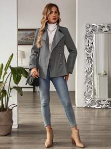 EMERY ROSE Women's Casual Wide Lapel Double Breasted Belted Trench Coat