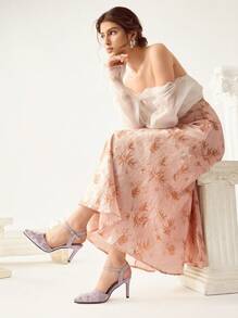 CUCCOO HITCHD Women's Pointed Toe High Heel Shoes, Lace Net Fabric, Elegant & Versatile Pink Backless Pumps - Pink - View 2