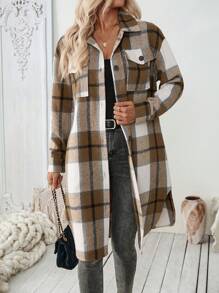 SHEIN LUNE 女士休闲格子翻领春季夹克 - 彩色 - 查看 7