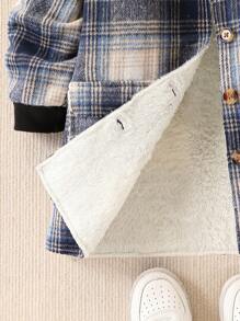 Young Boy Casual Comfortable Brushed Plaid Loose Hooded Zip-Up Padded Long Jacket, With Big Pockets, Ribbed Cuff Design, Suitable For Street Fashion Everyday Wear, Warm Lining, Fit For Autumn And Winter - Multicolor - View 3